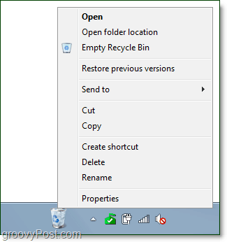 en fullstendig funksjonell papirkurv på oppgavelinjen i Windows 7