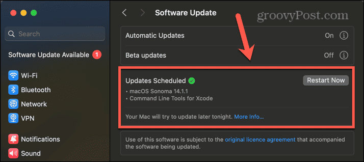 tilgjengelige oppdateringer for mac