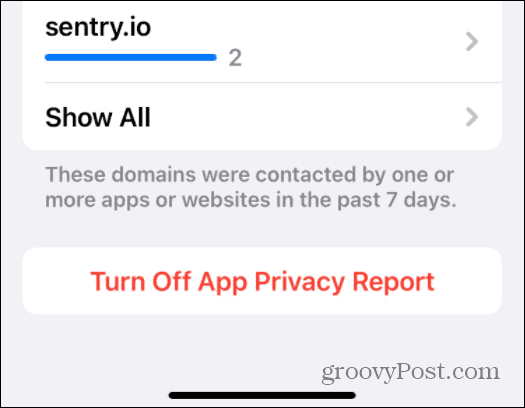 slå av appens personvernrapport