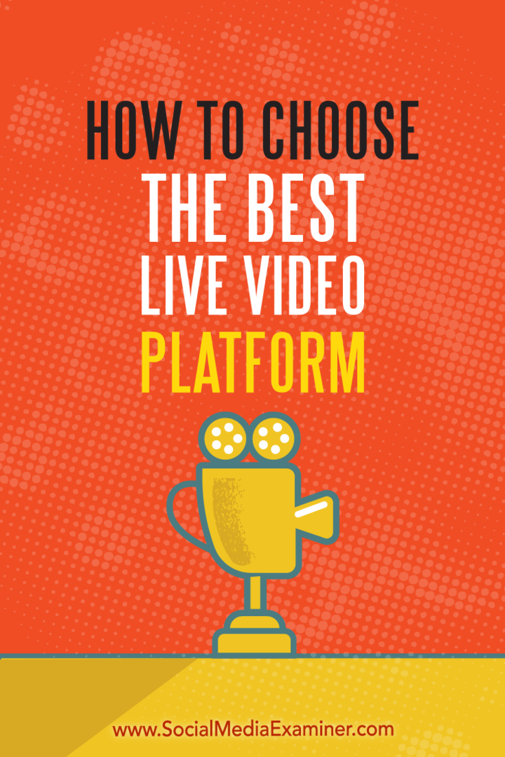 Hvordan velge den beste live videoplattformen av Joel Comm på Social Media Examiner.