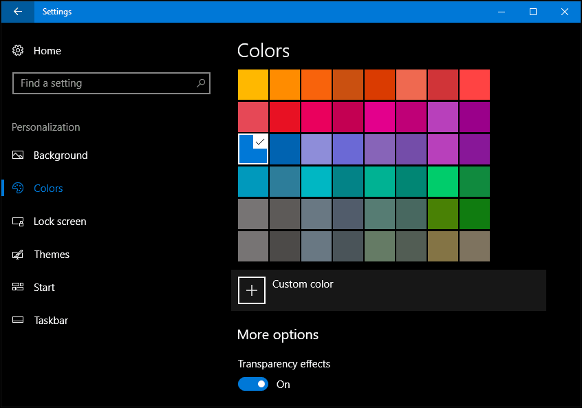 skaperne av Windows 10 oppdaterer farger