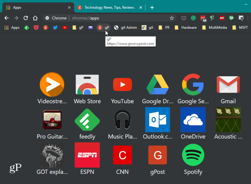 Mørk modus Chrome aktivert