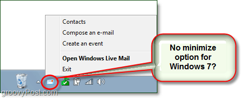 hvordan du minimerer live-post til systemstatusfeltet i Windows 7