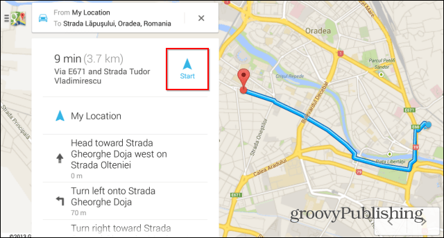 Rask start av Google Maps-navigasjonsnålen