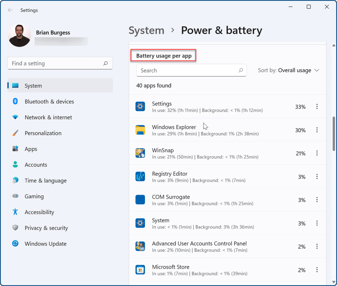 sjekk gjenværende batteritid på Windows 11