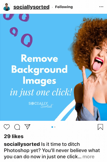 Sosialt sortert Instagram-innlegg med lys skrift på mørkere bakgrunn