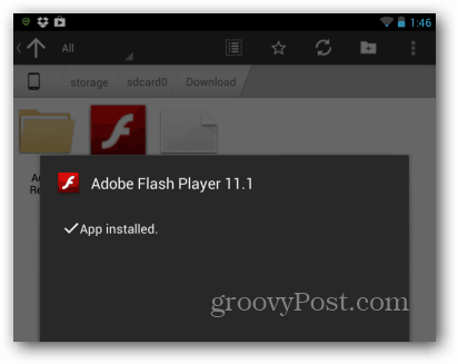 Android Flash Player installert