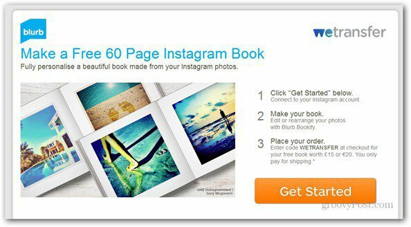 WeTransfer tilbyr en gratis 60-siders fotobok på Instagram
