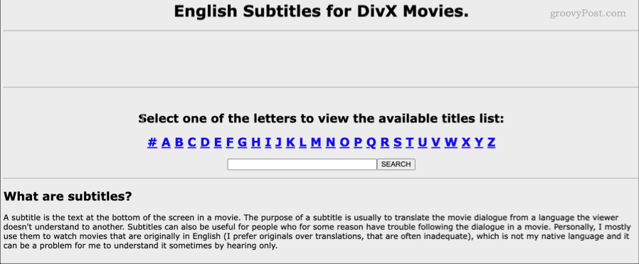 engelske undertekster for divx-filmer hjemmeside