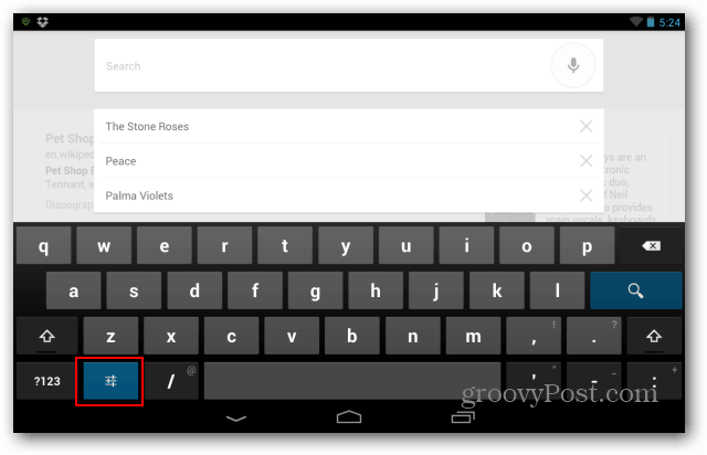 Nexus 7 tastaturinnstillinger-knapp