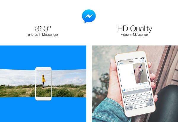 Facebook introduserte muligheten til å sende 360-graders bilder og dele videoer med høy definisjon i Messenger.