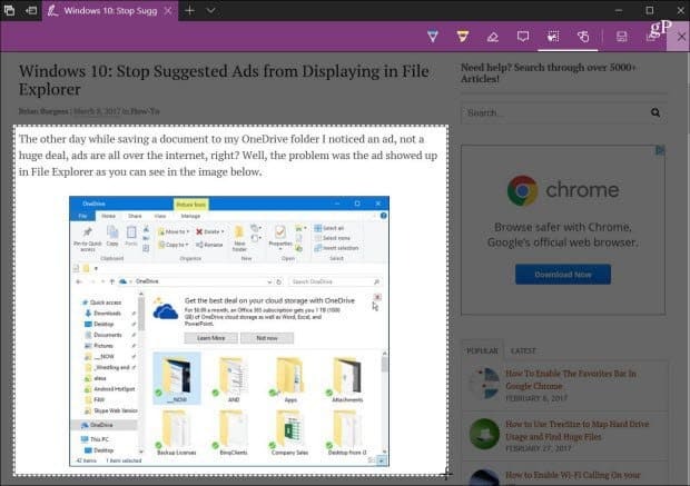 Hvordan dele nettinnhold ved hjelp av Microsoft Edge i Windows 10
