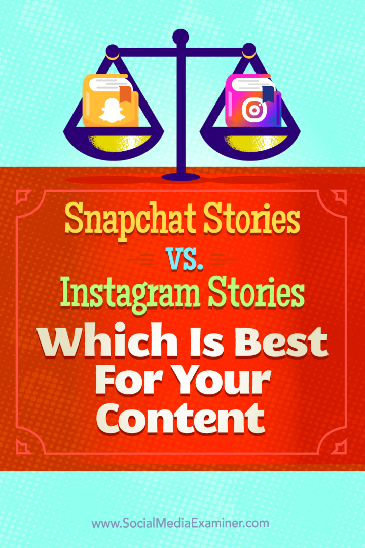 Tips om forskjeller mellom Snapchat Stories og Instagram Stories, og hva som er best for innholdet ditt.