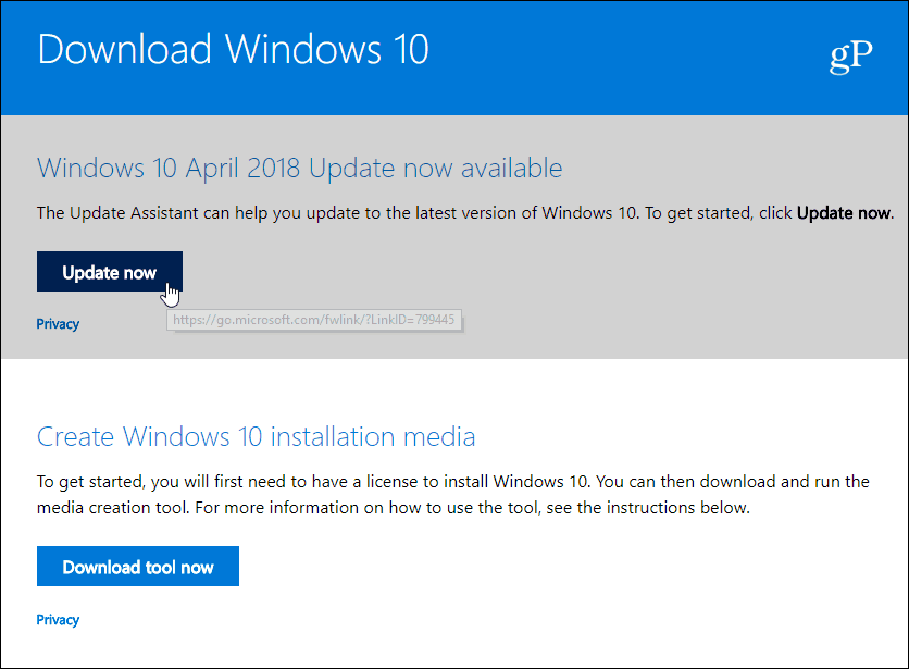 Last ned Windows 10 april 2018-oppdatering