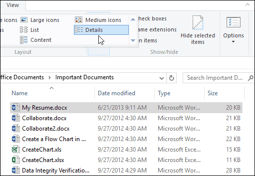 file explorer windows 10 detaljer