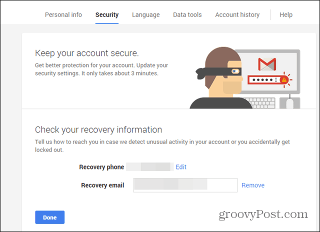Googles sikkerhet-veiviser e-post sjekk