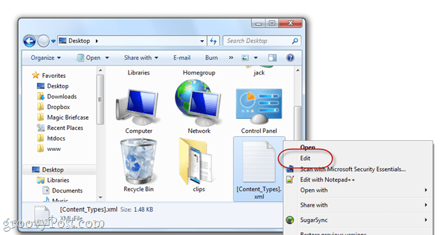 Hvordan utforske innholdet i en .docx-fil i Windows 7