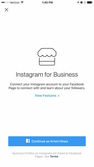 Instagram virksomhetsprofil koble til facebook-siden