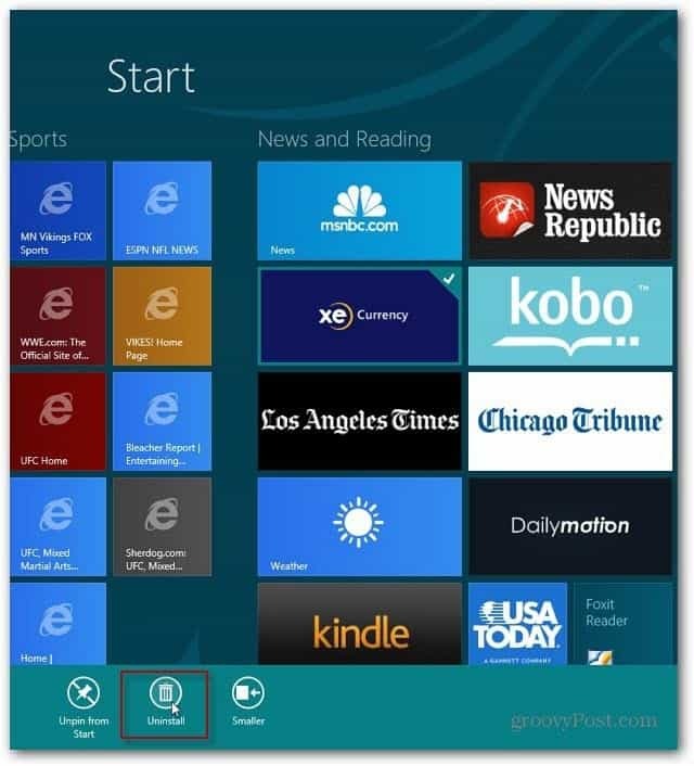 Slik avinstallerer du en Windows 8-app