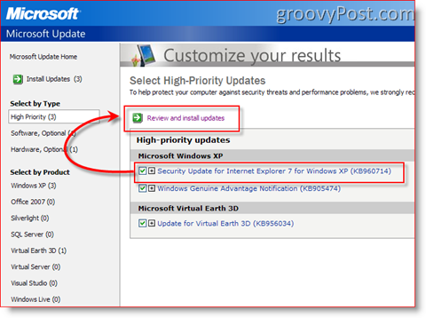 Slik installerer du oppdateringer ved å bruke Microsoft Update