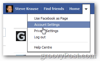 facebook klikk kontoinnstillinger