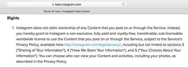 Instagrams vilkår for bruk skisserer lisensen du gir til plattformen for innholdet ditt.
