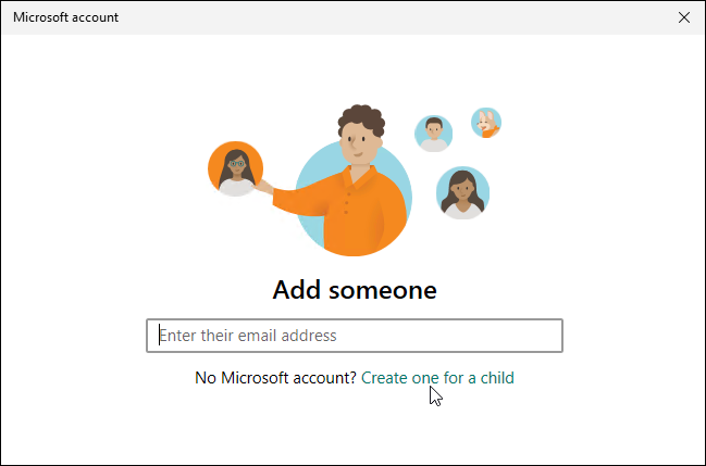 opprette en konto for barneoppsett av foreldrekontroll på Windows 11