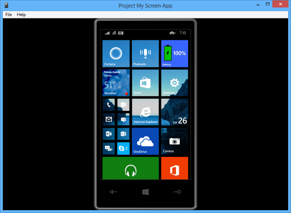 Windows Phone 8.1 Lar projeksjonsskjerm til en PC