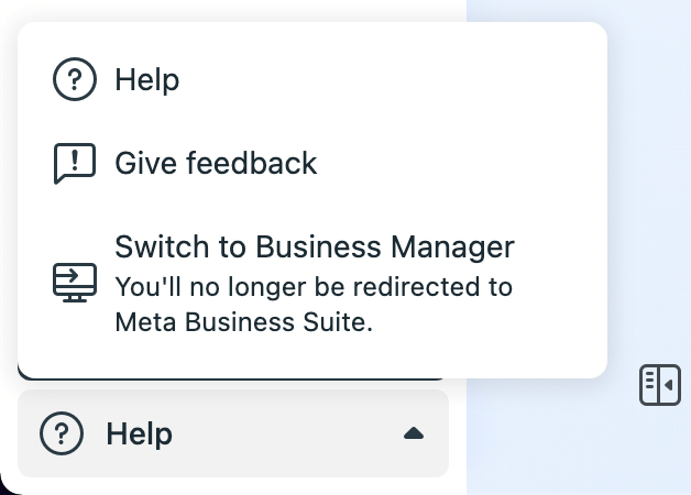 bilde av alternativet Bytt til Business Manager i Meta Business Suite