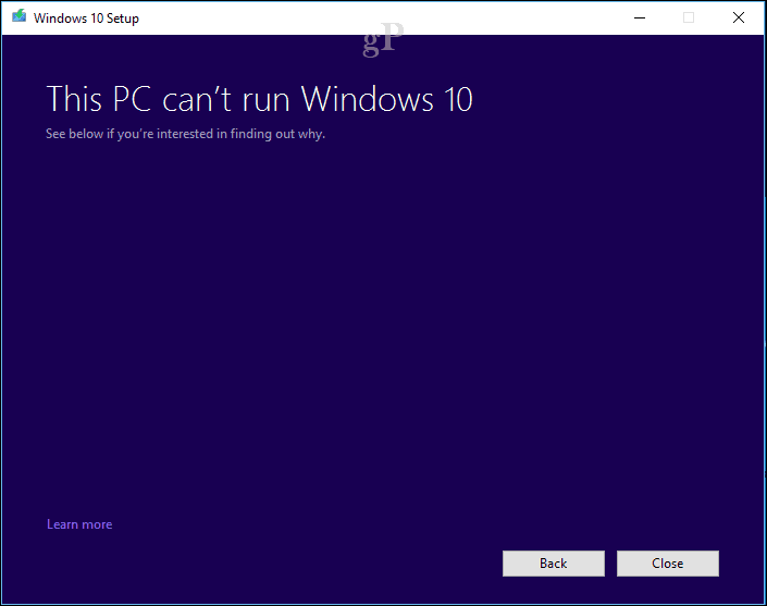 windows 10-oppsett - PC kan ikke kjøre Windows 10