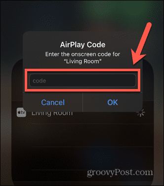 iphone airplay passord