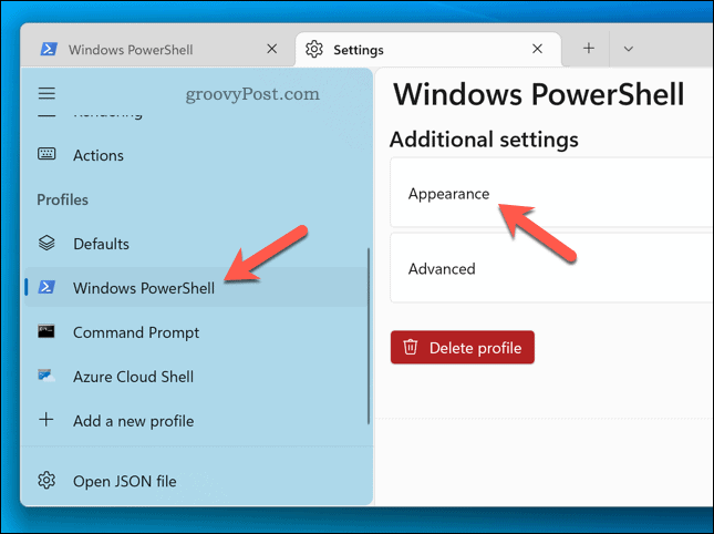 Endring av Windows Terminal-utseendeinnstillinger