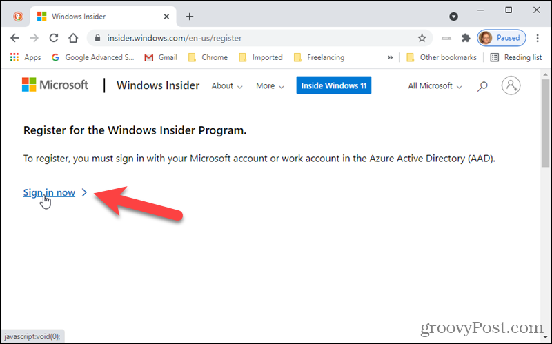 Logg på Windows Insider-programmet