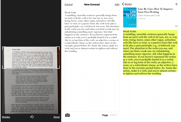 Utdrag - The Book Highlighter iOS-app, hvordan du tar skjermbilde av passasjen fra boken