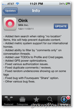 Oink 1.0.1-oppdatering fra Apple App Store