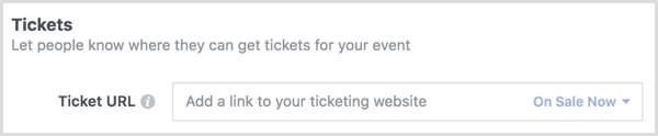 Bruk billettalternativet til å lenke til salgssiden for Eventbrite-billetter