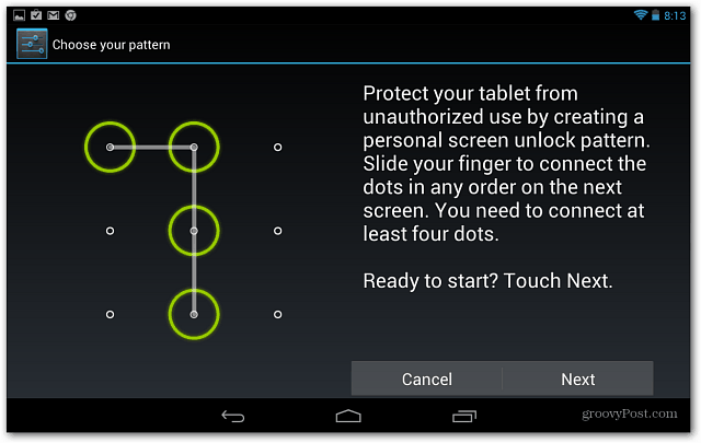 Sett en skjermlås på Google Nexus 7 Tablet