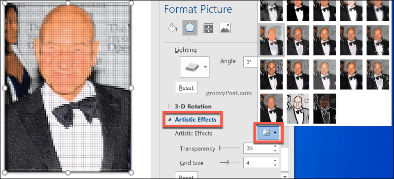 Legge til kunstneriske bildeeffekter til bilder i Word