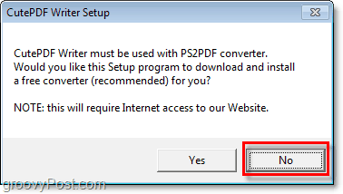 unngå å installere PS2PDF i Windows 7
