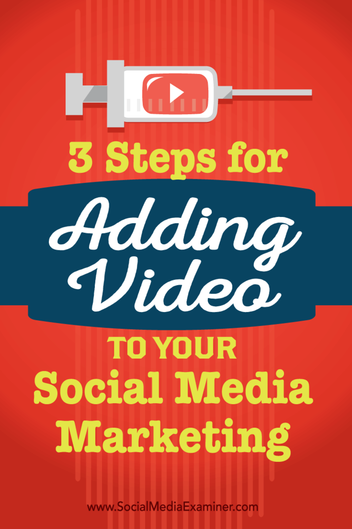 Tre trinn for å legge til video i markedsføringen din på sosiale medier: Social Media Examiner