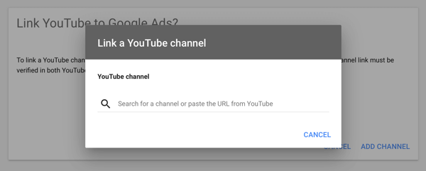Hvordan sette opp en YouTube-annonsekampanje, trinn 2, sette opp YouTube-annonsering, koble en YouTube-kanal