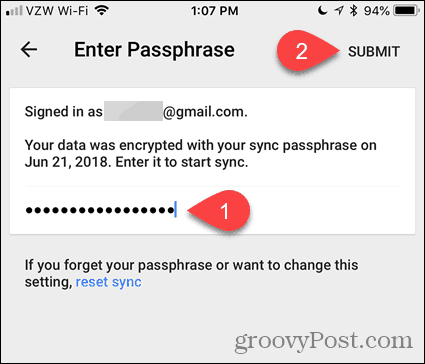 Skriv inn Passphrase i Chrome for iOS