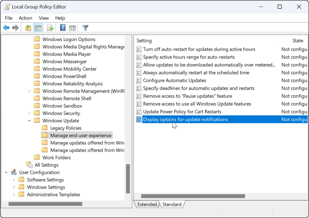 Deaktiver oppdateringsvarsler på Windows 11