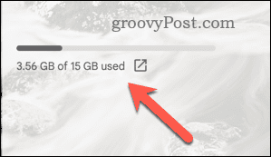 Eksempel på lagringskvote for en Gmail-konto