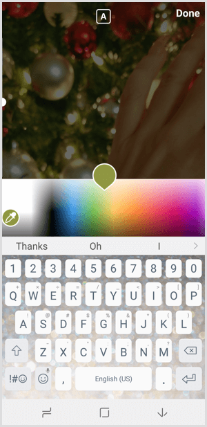 Instagram-historier velger tekstfarge fra paletten