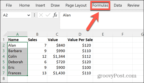 Excel-formlermeny