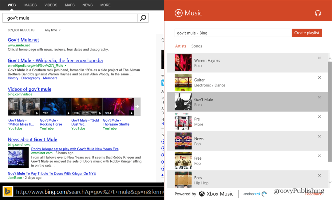 Bruk Bing til å lage Xbox Music Playlists i Windows 8.1
