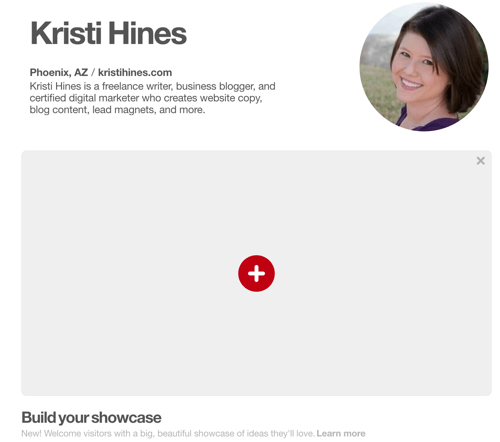 Finn ut om du har Pinterest Showcase-funksjonen.