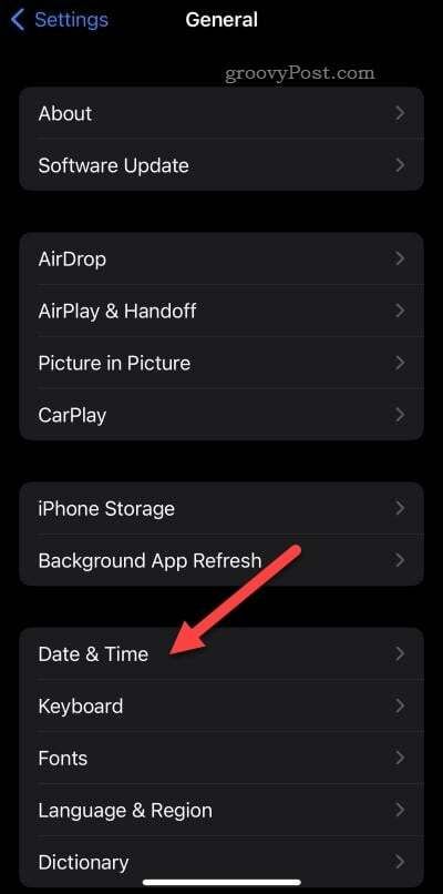 iPhone innstillinger for dato og klokkeslett