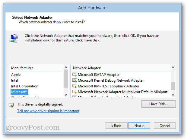 MS KM-test loopback adapter